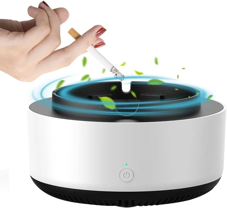 Scrumiera Electrica Inteligenta cu Aspiratie 360 Grade, Alba
