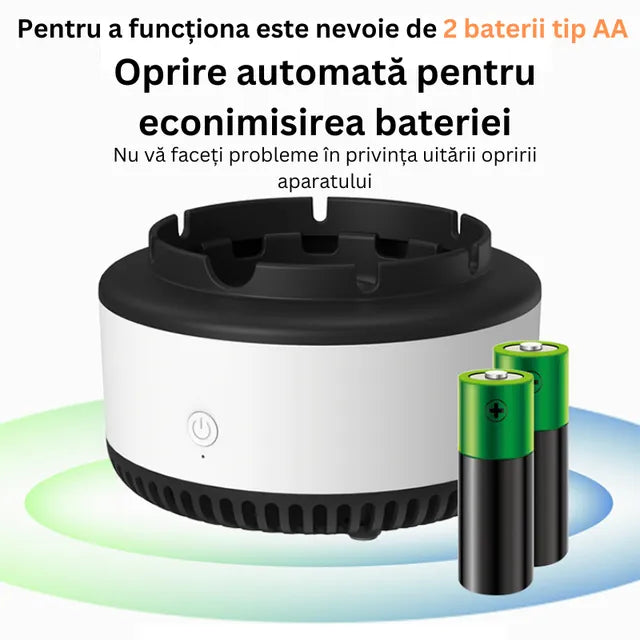 Scrumiera Electrica Inteligenta cu Aspiratie 360 Grade, Alba