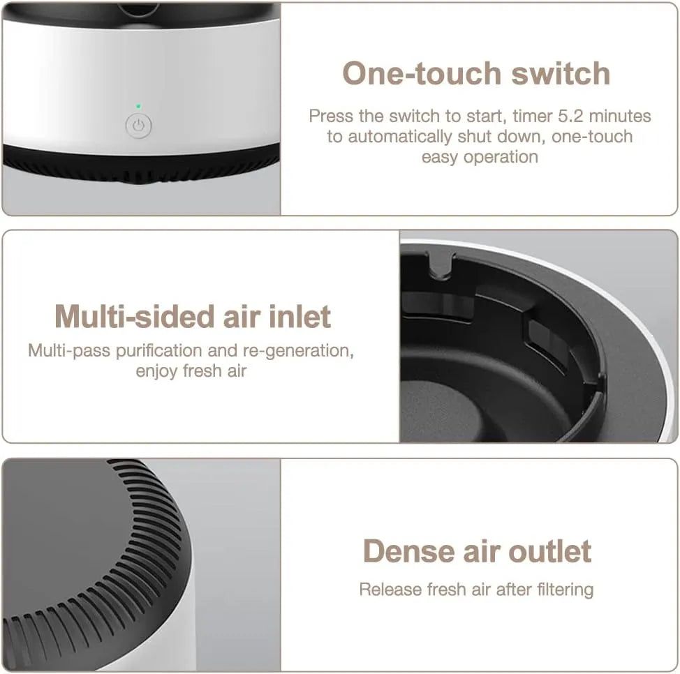 Scrumiera Electrica Inteligenta cu Aspiratie 360 Grade, Alba