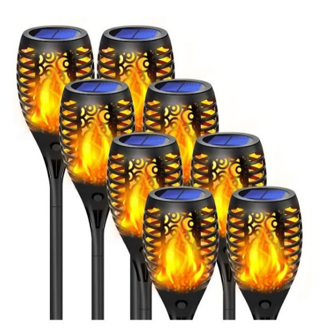 Set 10 x Lampa solara tip torta cu efect flacara, 49 cm