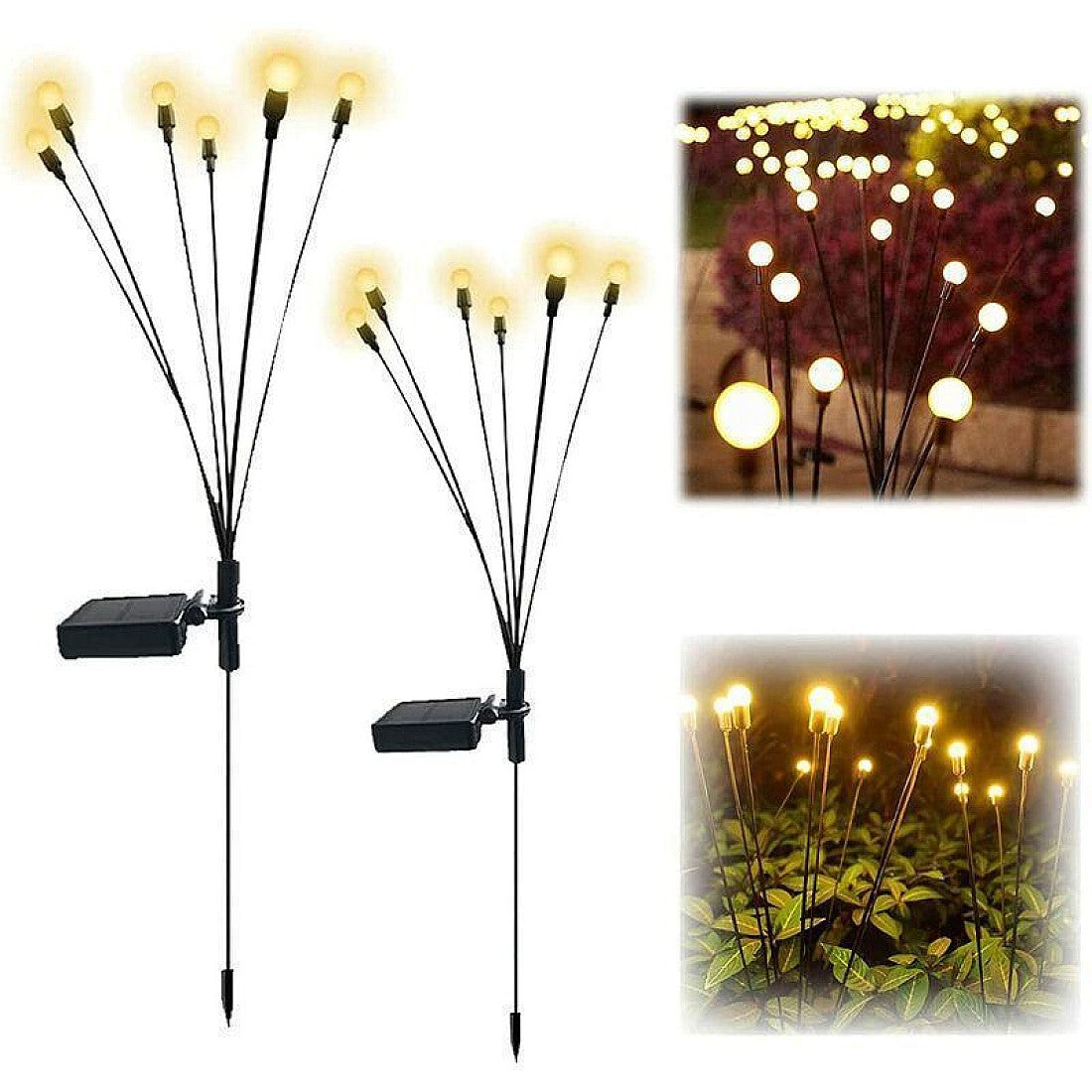 Set 2 decoratiuni solare led cu 6 bulbi ,Alb cald ,model licurici