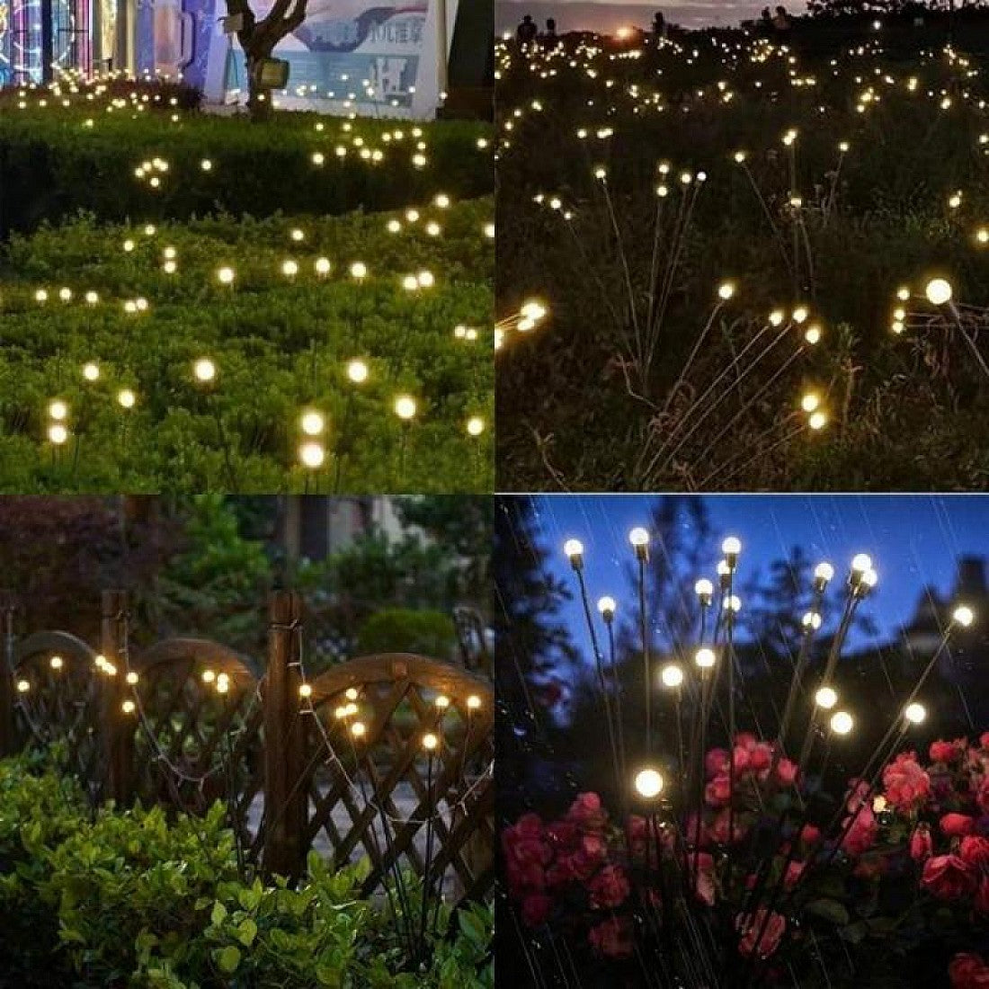 Set 2 decoratiuni solare led cu 6 bulbi ,Alb cald ,model licurici