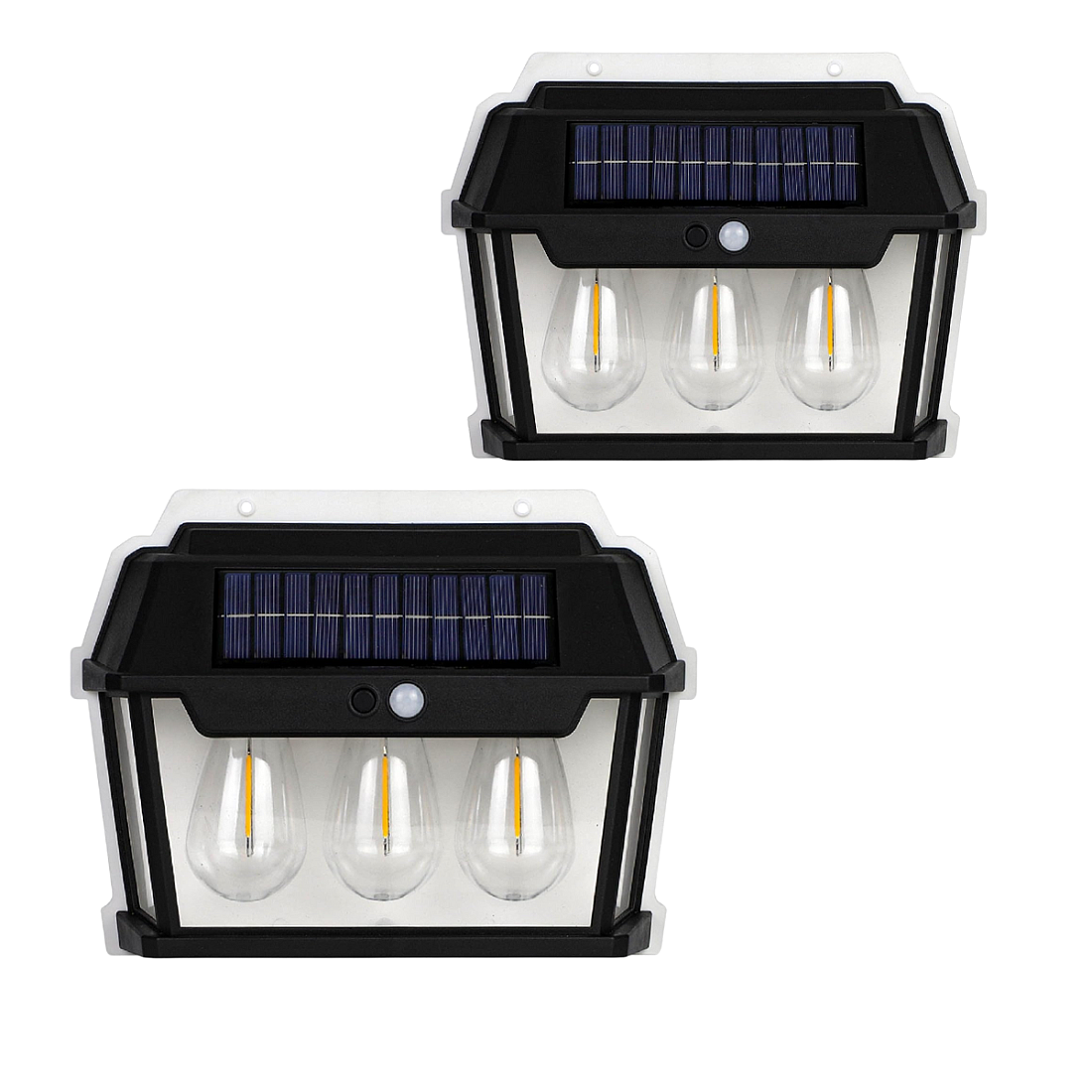 Set 2 Lampi Solare Perete LED 3 Becuri cu Senzori