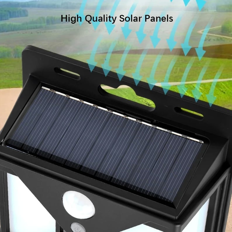SET 4 LAMPI SOLARE DE PERETE / GARD CU 3 TIPURI DE LUMINA SI SENZOR DE MISCARE