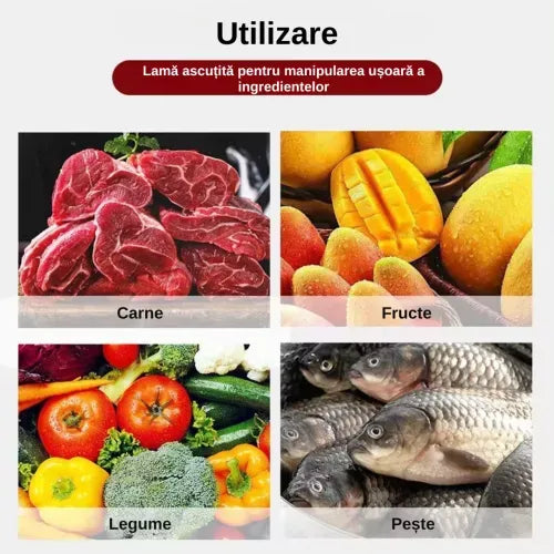 Set cutite bucatarie din inox, 6 piese, 4 cutite de bucatarie, 1 foarfeca din otel inoxidabil, 1 cutit din ceramica de decojit