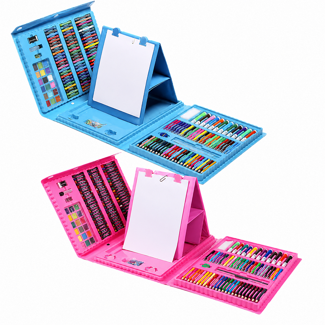 Set Pictura si Desen pentru Copii 208 Piese cu Suport pentru Foaie de Desen, Albastru, 3+ Ani