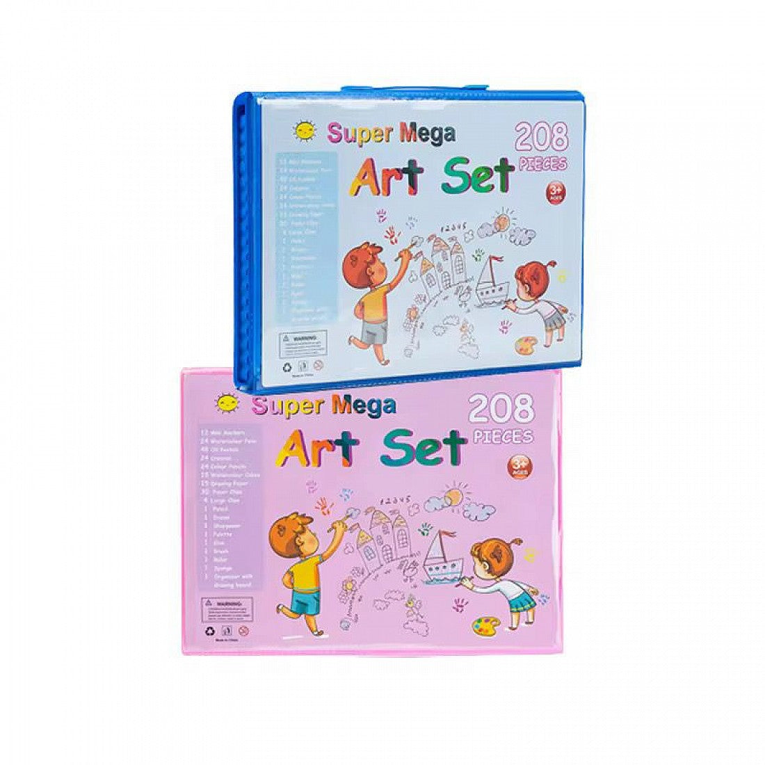Set Pictura si Desen pentru Copii 208 Piese cu Suport pentru Foaie de Desen, Albastru, 3+ Ani