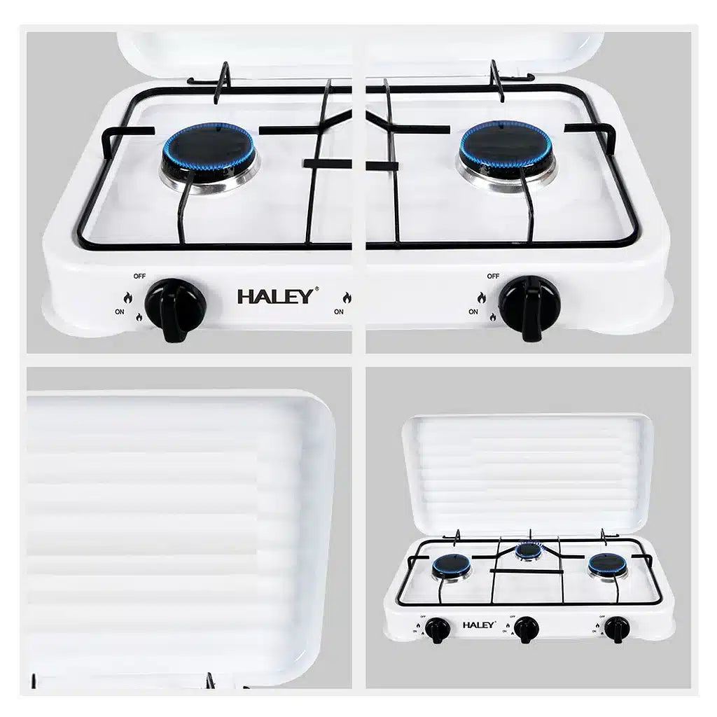 Aragaz pe Gaz HALEY HY-1520 cu 3 Arzătoare și Capac – Plită Gaz pentru Bucătărie