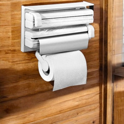 Dispenser 3 in 1 pentru hartie prosop, folie de aluminiu și folie stretch