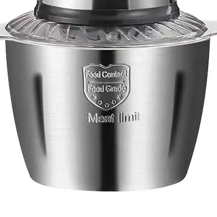 Tocator Universal Electric HY-1221 pentru Carne si Legume, Capacitate 3L, Bol Inox, 4 Lame Premium din Otel Inoxidabil, Motor Puternic 1000W