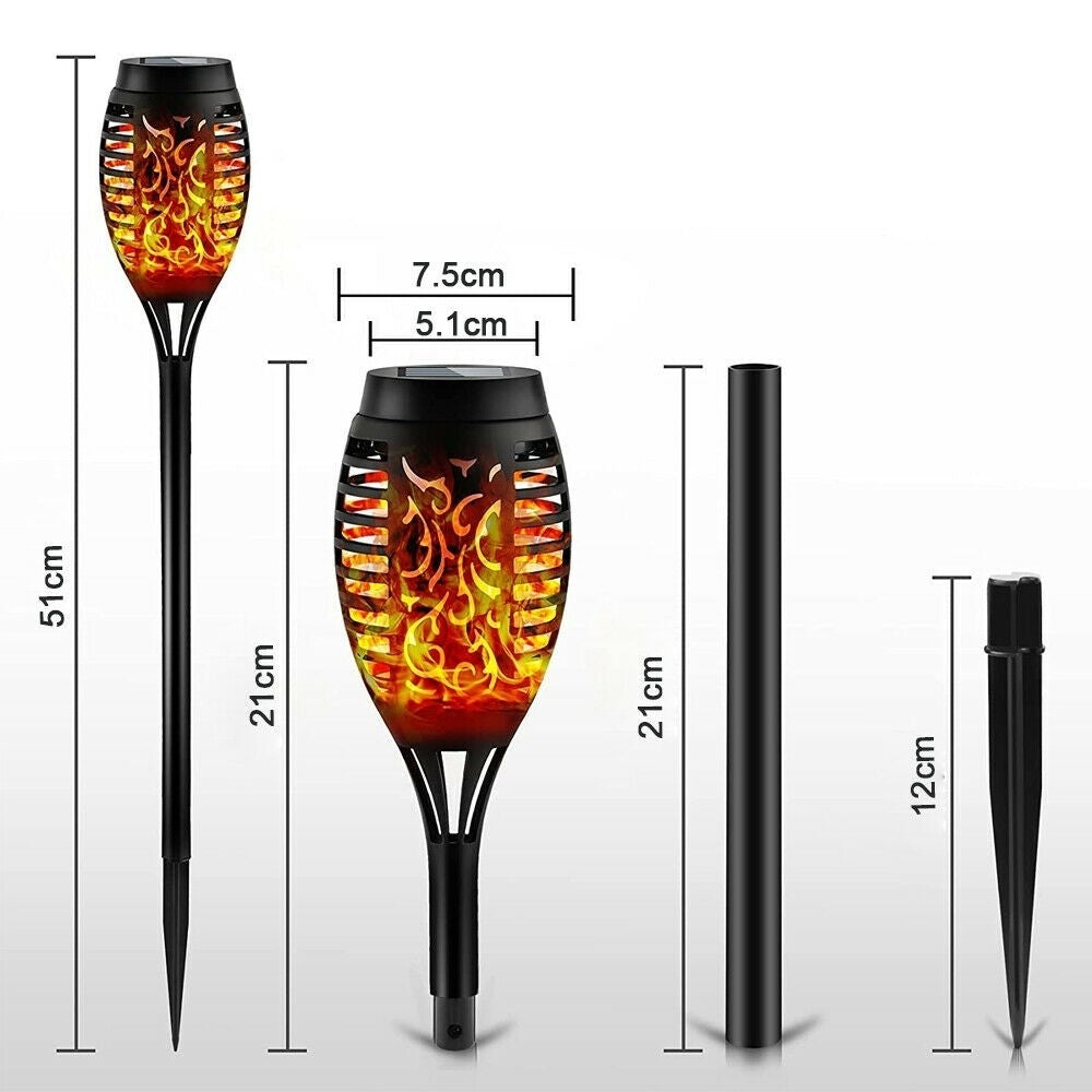 Set 4 x Lampa solara tip torta cu efect flacara, 12 LED-uri,