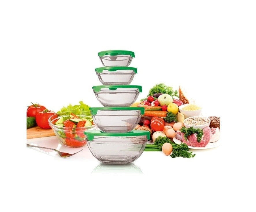 Set 5 boluri sticla cu capace Aden