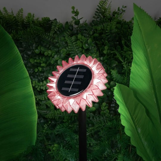 Lampa Solara Decorativa Floarea-Soarelui | LED Alb Cald | 9 LED-uri | IP44 | 35 cm | Roz